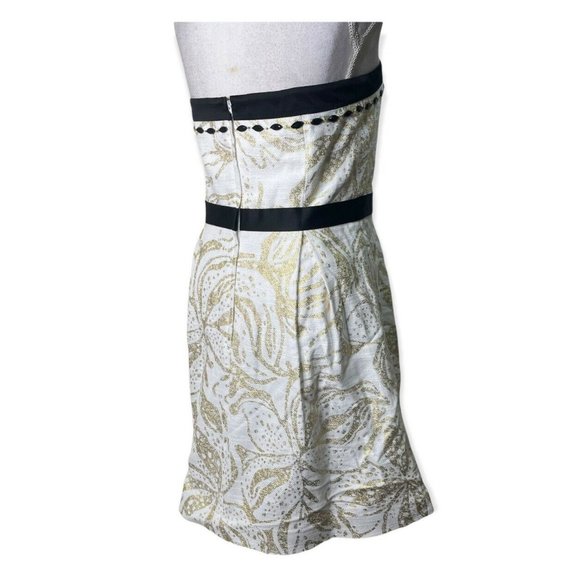 Lilly Pulitzer "Christine" Gold/Black Metallic Beaded Strapless Dress Sz 12 - Picture 8 of 12